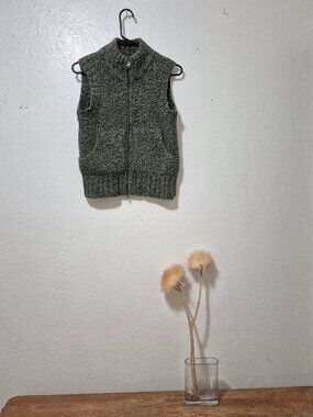 Sundance Lambswool Alpaca Blend Zip Front Sweater Vest Sleeveless Cardigan Cozy